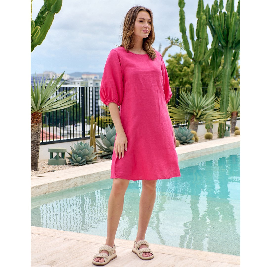 Lulu Pink Linen Dress