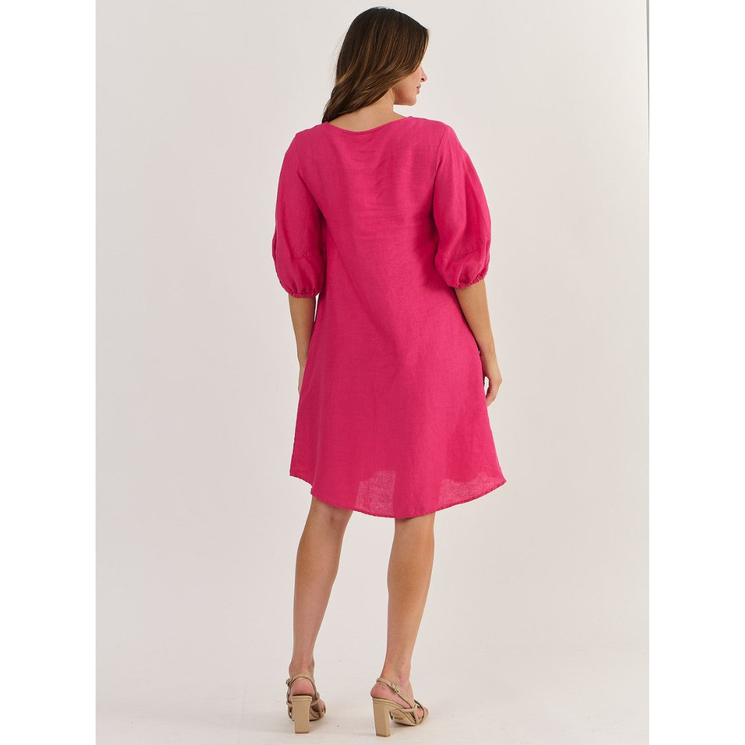 Lulu Pink Linen Dress